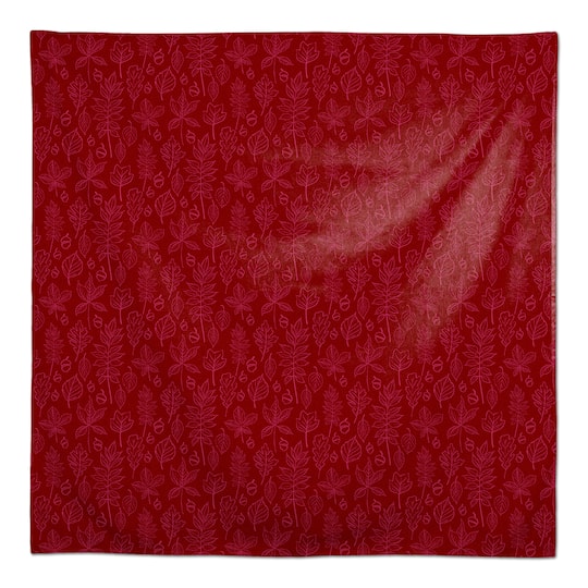 58" Autumn Pattern Leaves On Red Tablecloth